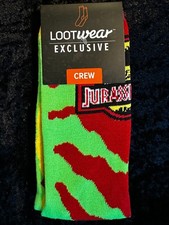 LootWear - Loot Crate Exclusive Jurassic World Crew Socks Shoe Size US 6-12