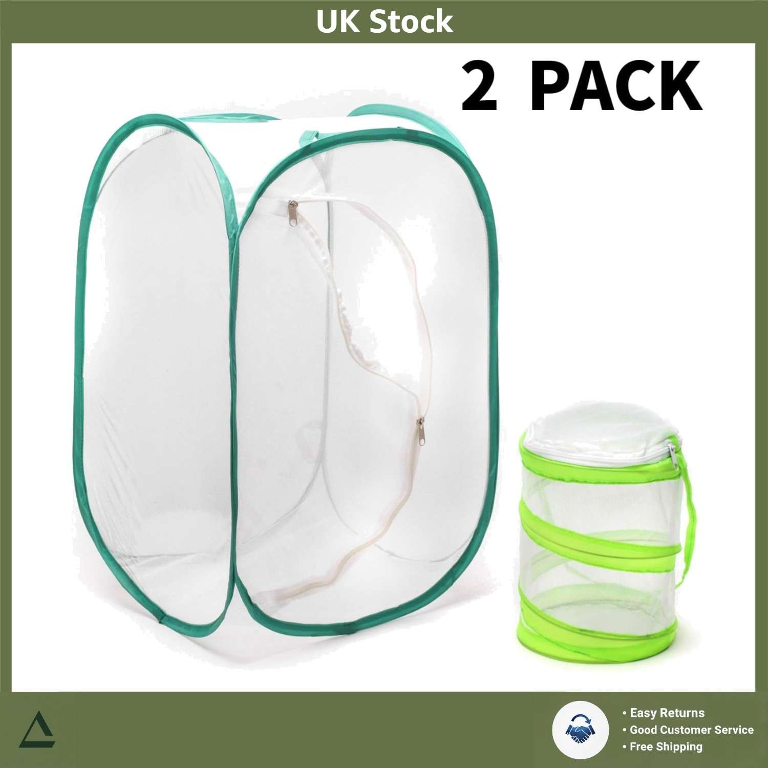 Durable Pop-Up Insect Butterfly Habitat Cage & Mini Kit Set 23.6"" Tall Pack 2