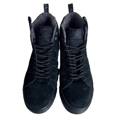 Nike SB Blazer Mid Triple Black Mens 8.5 Suede Skate Shoes 