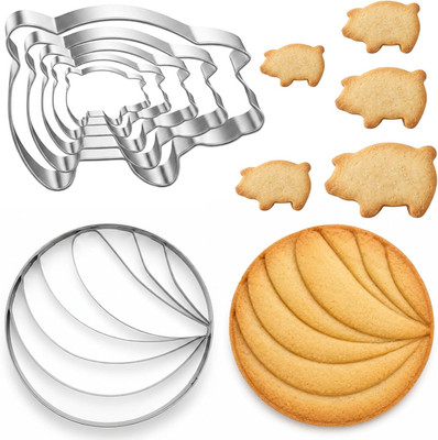 6 PCS Concha Cutter with 5 Sizes Pig Cookie Cutter Set | Concha Stamp Bread