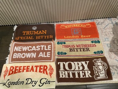 6 London England Bar Pub Towel Breweriana The Beefeater Truman Whitbread Toby