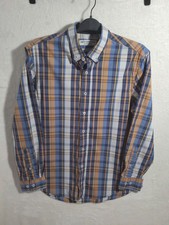 Nick Graham Men's Large Everywhere Stretch Modern Fit Shirt Blue Gold Plaid