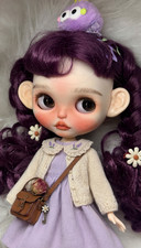 Custom Blythe Doll OOAK Purple Hair Freckles Country-style Makeup with Dress