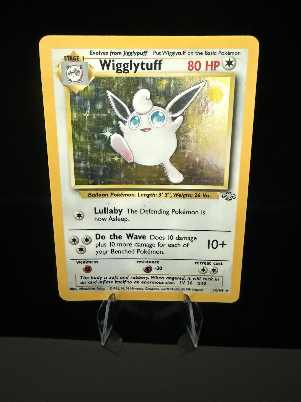 Pokémon TCG Wigglytuff Jungle Holo Card 16/64 Unlimited Holo Rare, 1999 Edition