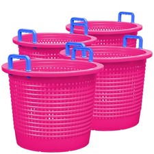 Large, Super Heavy Duty Fish Baskets. Pink with Blue Handles. Made in USA.