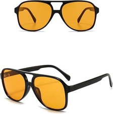 Vintage Aviator Sunglasses for Women Men 70S Glasses Retro Oversized Yellow Lens