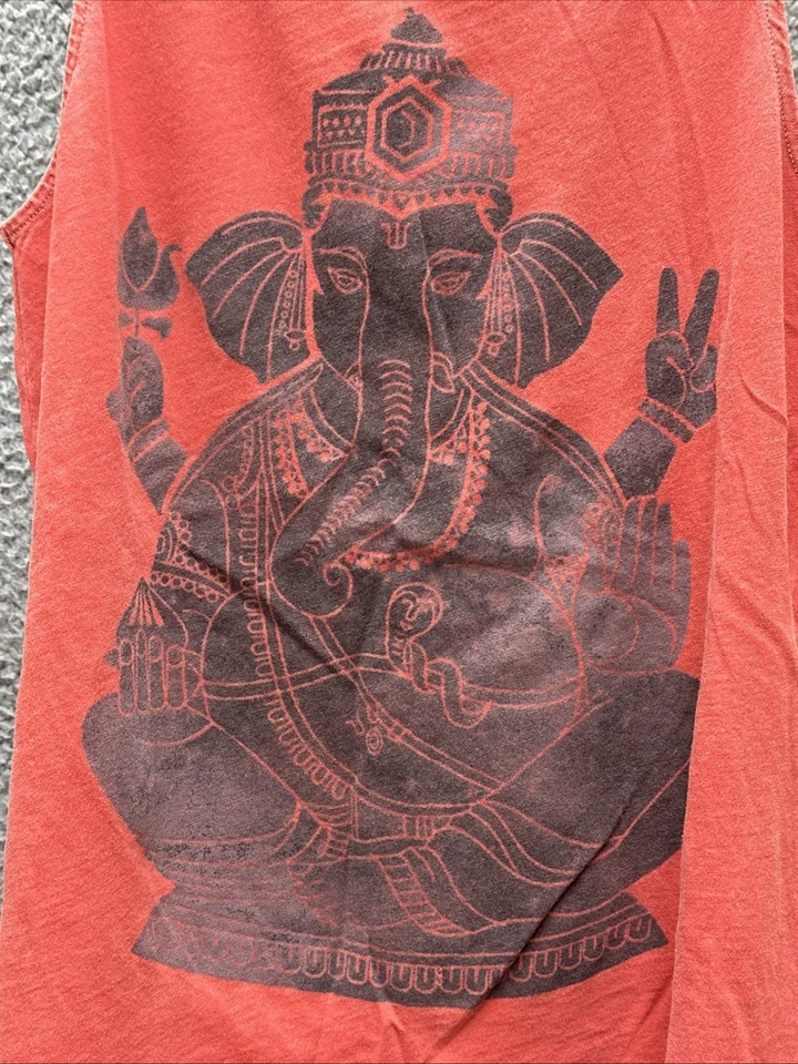 Lucky Brand Tank Top Womens S Red Round Neck Sleeveless Ganesha Deity Graphic - Image 3 of 4