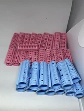Vintage Wilhold Snap On Rollers. Pink & Blue Lot Of 33   Two Sizes Small & XS