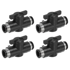 4 Pcs 12mm 1/2" Push to Connect Fittings Ball Valve, Black