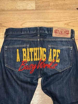Bape Jeans Denim Embroidered A Bathing Ape Busy Works Size [S]