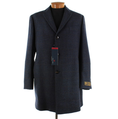 Cardinal of Canada NWT Loro Piana Wool Top Coat Size 44R In Blue & Brown Plaid