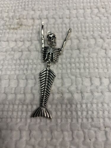 Mermaid Skeleton 3” Pendant For Necklace Chain Movable Arms And Head Dancing Jew
