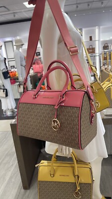 Michael Kors MK Jet Set Travel Medium Duffle Bag Satchel Tea Rose Pink Sand  MK