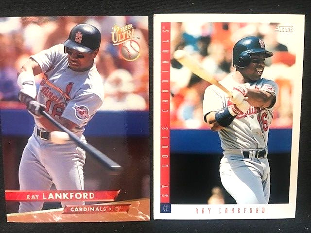 MLB - Ray Lankford 1993 Fleer Ultra & 1993 Score Baseball - Cardinals