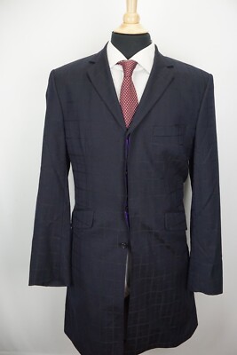 Ozwald Boateng Black Glitter Jacquard Plaid Wool Blend 2 PC Suit