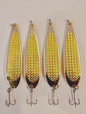 4 - 7oz Casting Crocodile Spoons Gold Fishing Lures W/Treble Hooks