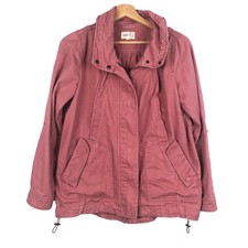 Jolt Blush Pink Full Zip Up Jacket With Hood Roll Tab Sleeve S