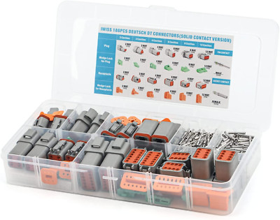 Deutsch DT Connector Kit with Size 16 Solid Contact Electrical Automotive 188Pcs