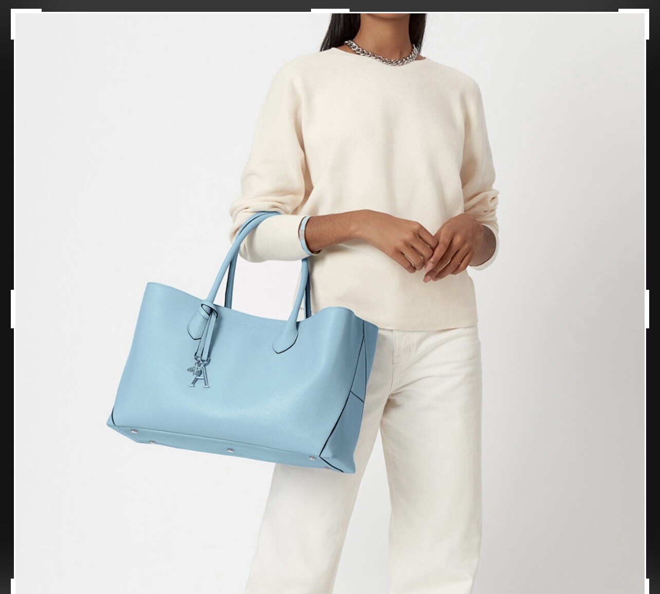 Aspinal Of London London Tote Leather Bag Azure Blue Pebble  (RRP £650) Now £600 image 4