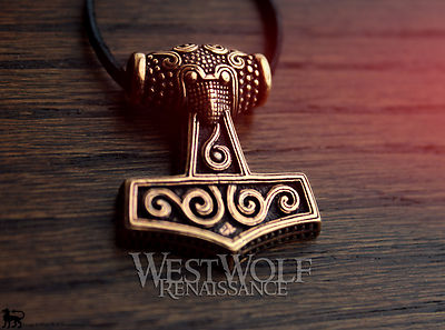 #ad Bronze Viking Thor#x27;s Hammer Mjolnir Pendant Norse Scania Medieval Raven Odin $35.95