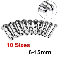 Stainless Steel Male Penis Dilator Plug Sounding Urethral Stretcher Through-Hole