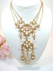 Vintage VENDOME Jewelry  Costume Enamel Gold Tone Floral Necklace