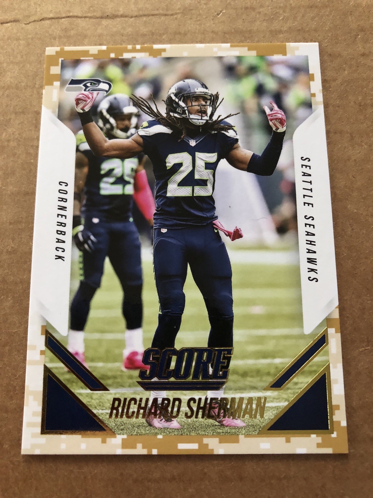 2015 SCORE PHOTO VARIATIONS DESERT CAMO SP #25 RICHARD SHERMAN SEAHAWKS