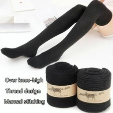 80% Wool Thigh-High Warm Women Sock Over Knee-High Thick Stocking Dress Winter