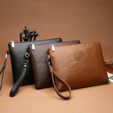Envelope Bag Casual Men's Hand-held Bag Pu Soft Leather Large Capacity Purse