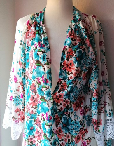 KIMONO Jacke 💋 Dessous Negligee 🎀 Blumen 💗 L 40 42 💋 Neu Impressionen - Bild 2 von 5