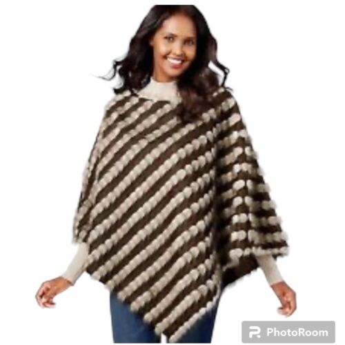 INC International Concepts Brown Faux Fur Lined Poncho Cape with Pocket S/M NWOT - Picture 1 of 13