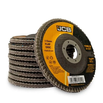 JCB TOOLS JCB Metal 80 Grit Flap Discs Angle Grinder 115mm(4 1/2'') x 22.23mm 10 Pack
