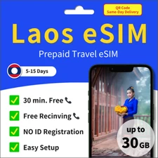 [ eSIM ] Laos eSIM 30GB + Free Domestic Calls ✨same-day delivery