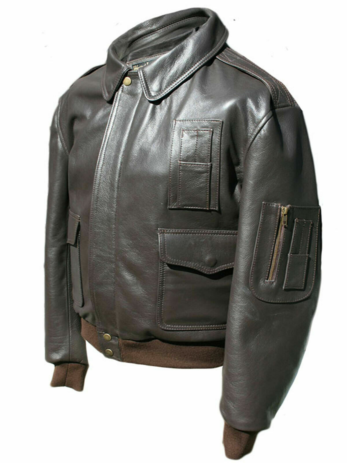 Chaqueta de motociclista bombardero de cuero auténtico para hombre Air Force ...