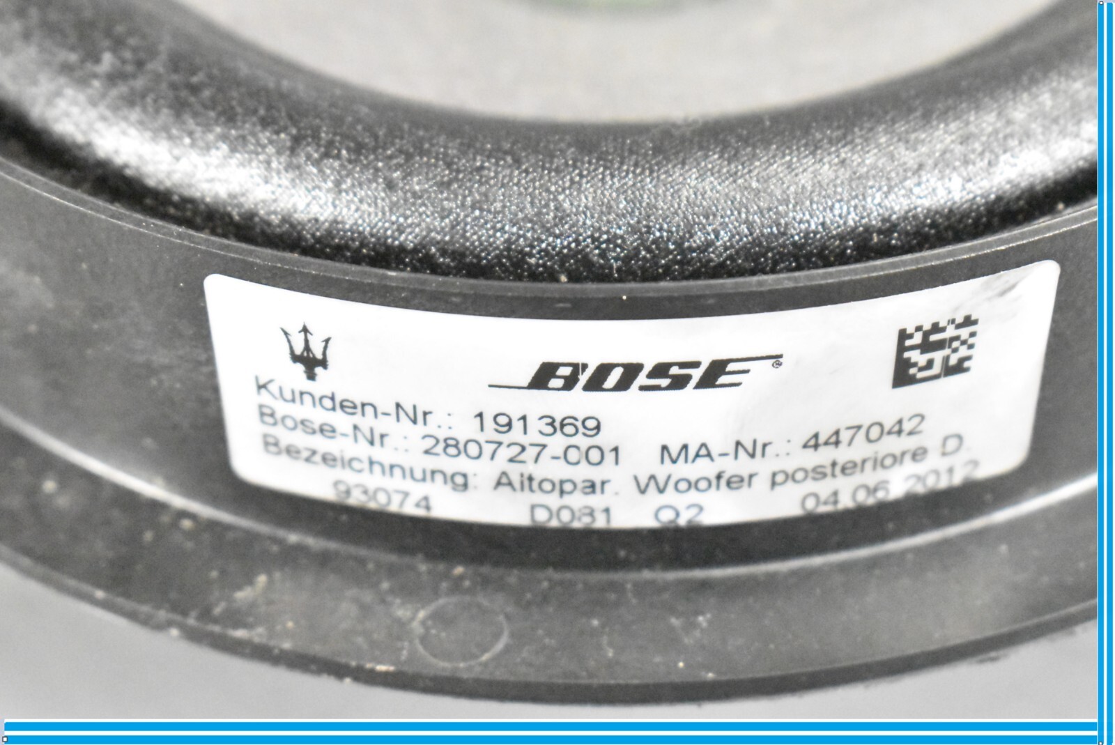 Maserati Quattroporte 2003-2012 Rear Right Speaker P/N 191369