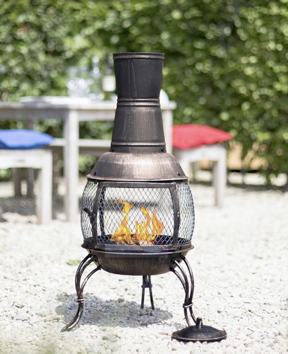 La hacienda Bronze Chiminea - Medium - Garden Warmer - Fire Pit - Brand New