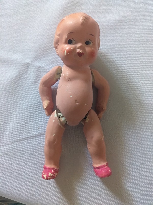 7 1/4" Toddler Doll, Made in Japan Stamped with No. 166, Flesh color body 