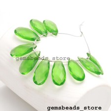 Chrome Diopside Gemstone Hydro Quartz Briolette Faceted 25x12MM 5 Matched Pairs