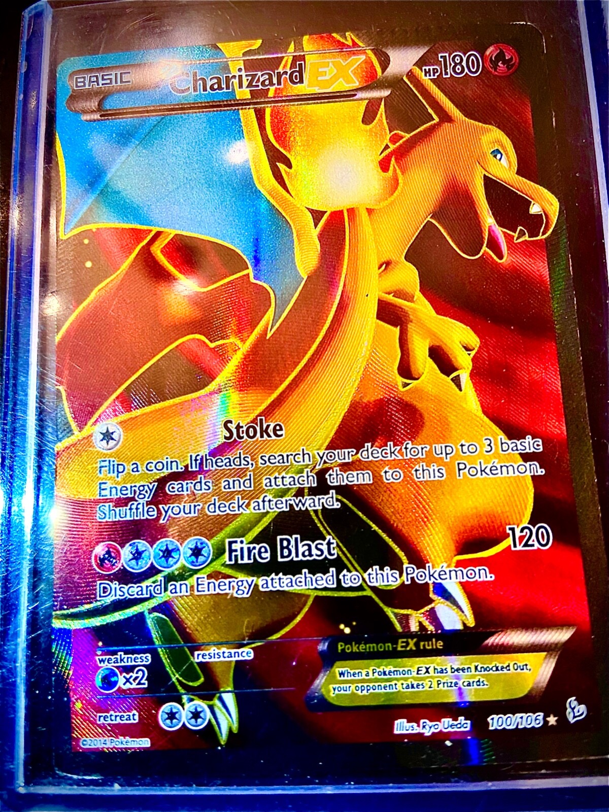 Charizard EX 100/106 FLASHFIRE HOLO Full Art Pokemon Card 2014 EX/NM ULTRA-RARE