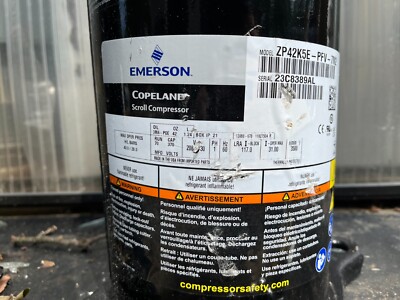 Copeland Emerson 3.5Ton Scroll Compressor ZP42K5E-PFV-7M2 1PH 208