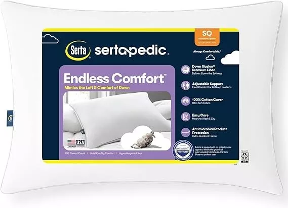 Serta Sertapedic Endless Comfort Bed Pillow Standard Queen Hypoallergenic