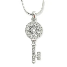 Key Pendant Made With Swarovski Crystal Chain Necklace Jewelry Gift