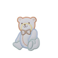 Boy Teddy Bear, Puffy, Baby, Iron on Patch, 3"
