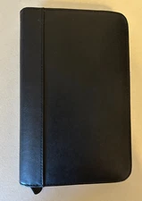 Day-Timer Black Vegan Leather Planner 6 Ring Binder Notebook Organizer Case