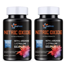 Nitric Oxide Natural Booster Supplement - L-Arginine, L-Citrulline 1500mg -120ct
