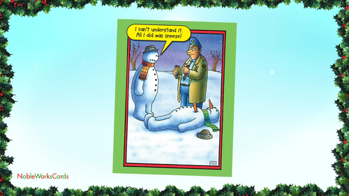 1 Big Funny Merry Christmas Greeting Card - Snowman Sneeze Xmas ...
