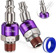 2-Pack 1/4 Inch NPT Air Fittings 360  Swivel Male Quick Plug Air Hose Fitting...