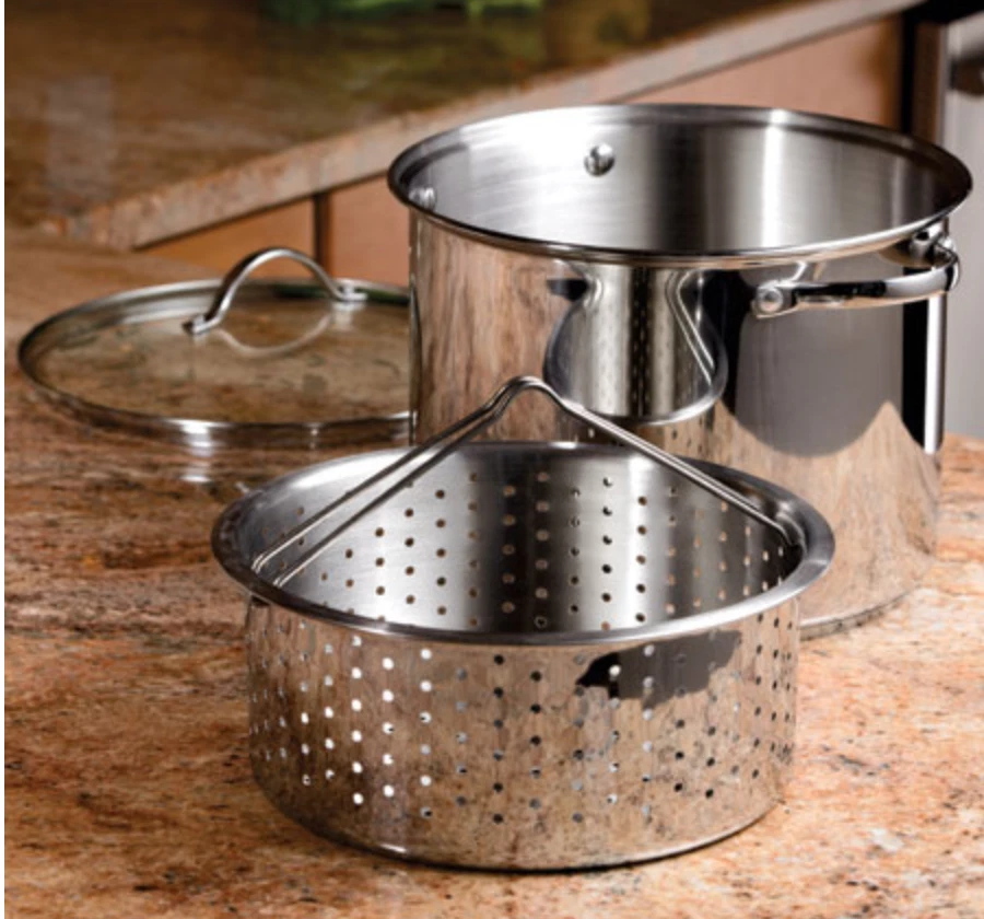 Princess House Stainless Steel Classic 8-Qt. Stockpot & Steamer Insert 6951