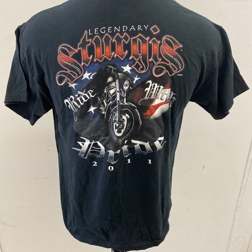 Vintage 2011 Legendary Sturgis Ride With Pride Mens Black L T-Shirt - Picture 3 of 9