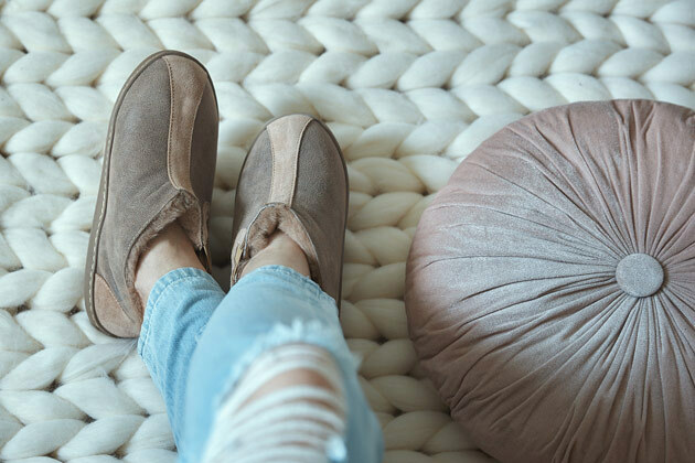 Chaussons Femme Cuir Véritable Avec Peau De Mouton - Taille 36-42 - Marron